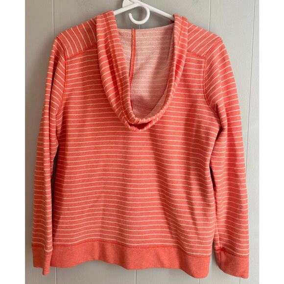 L.L. Bean Women's Full Zip Up Hoodie Womens Sz S Striped Coral, Sweaterweather - Picture 4 of 6